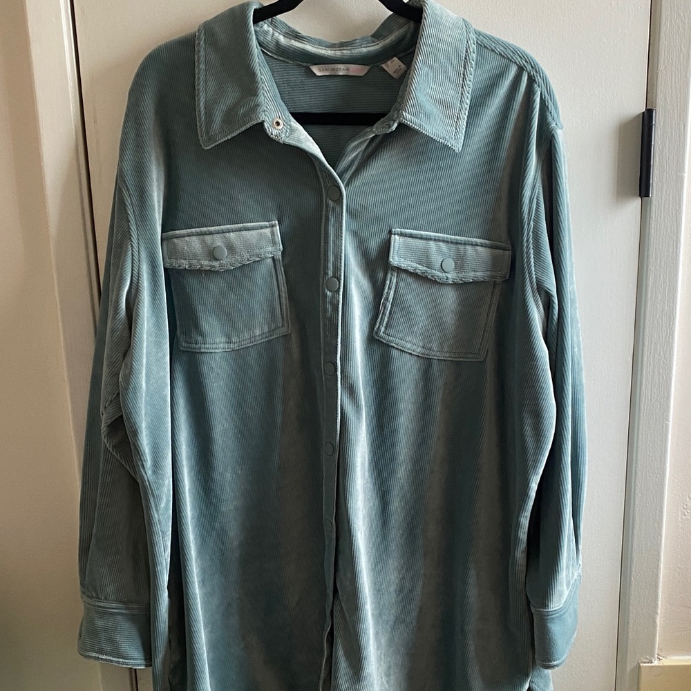 Isaac Mizrahi Teal Velvet Ribbed Tunic